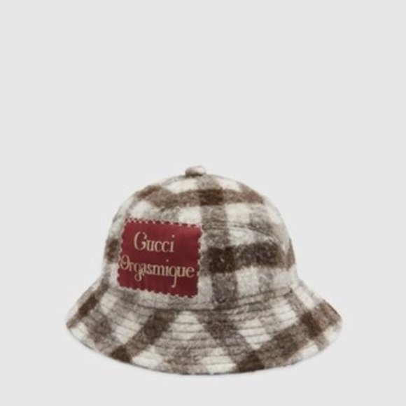 Gucci White and Brown Wool Gucci Orgasmique Bucket Hat NEW NEVER WORN - Picture 1 of 2